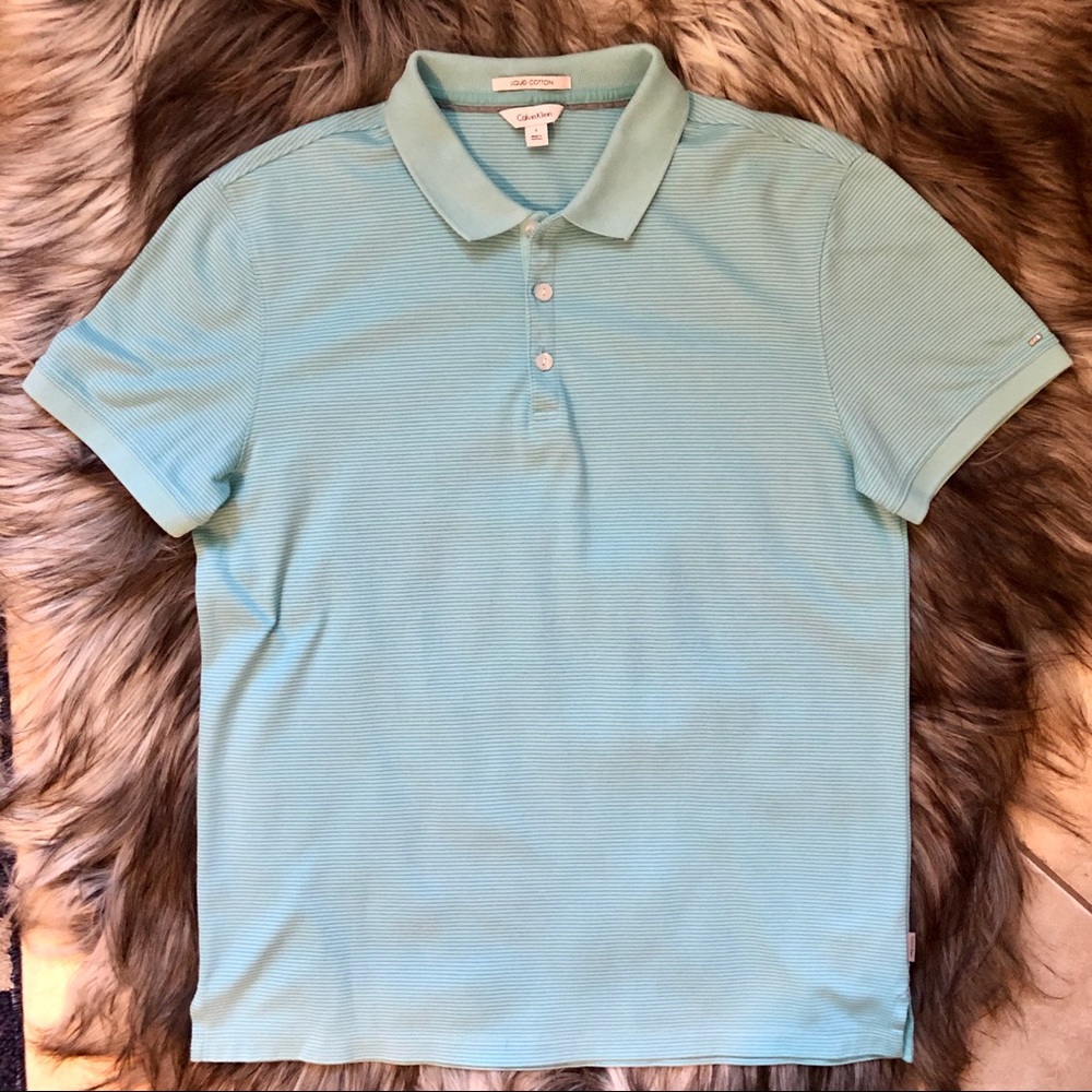 Calvin Klein Blue Liquid Cotton Polo